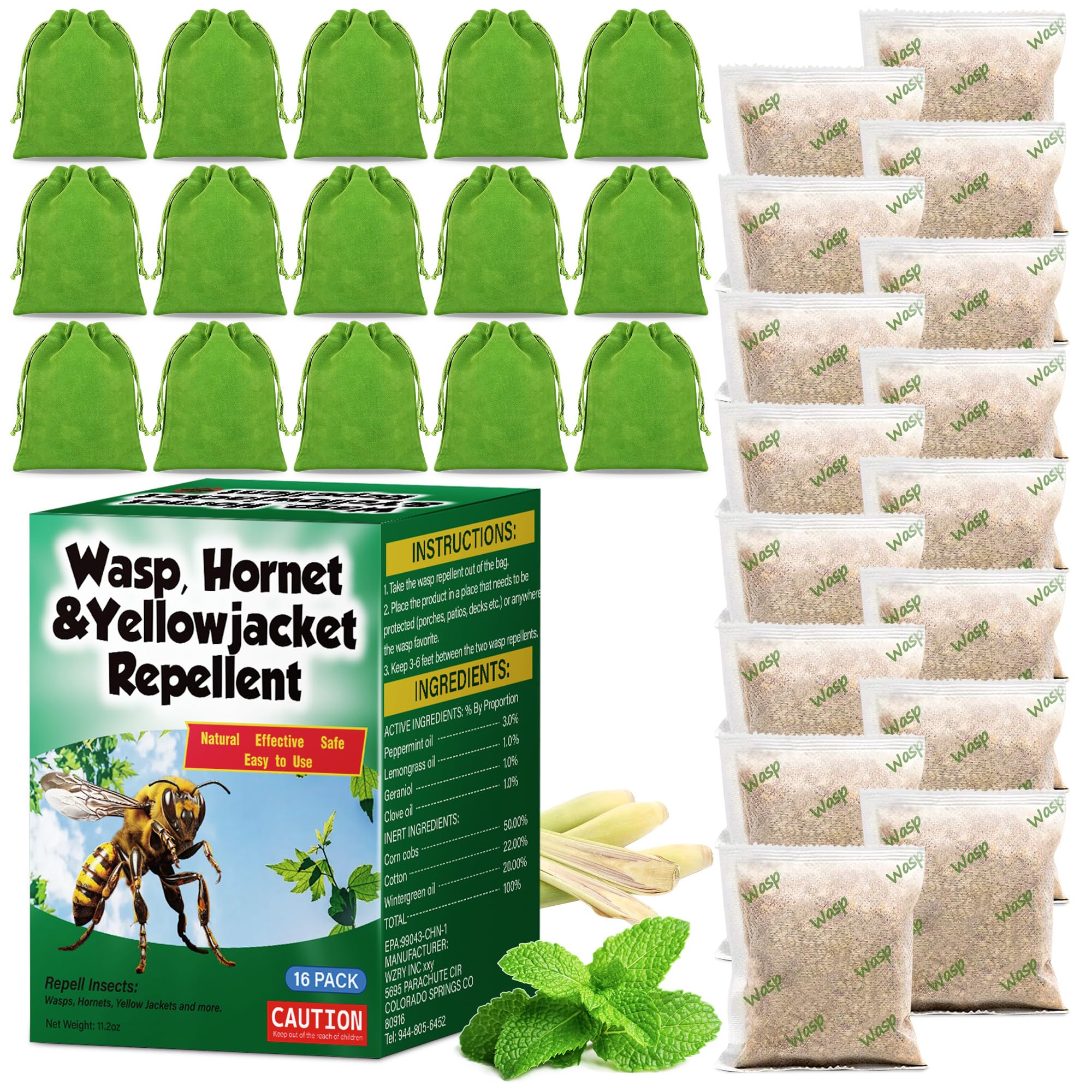 Motrapso 16-pack wasp repellent pouch for outdoor protection using natural deterrents