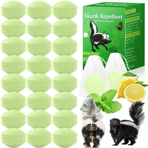 Motrapso peppermint skunk repellent 24-pack bags deterring yard pests.