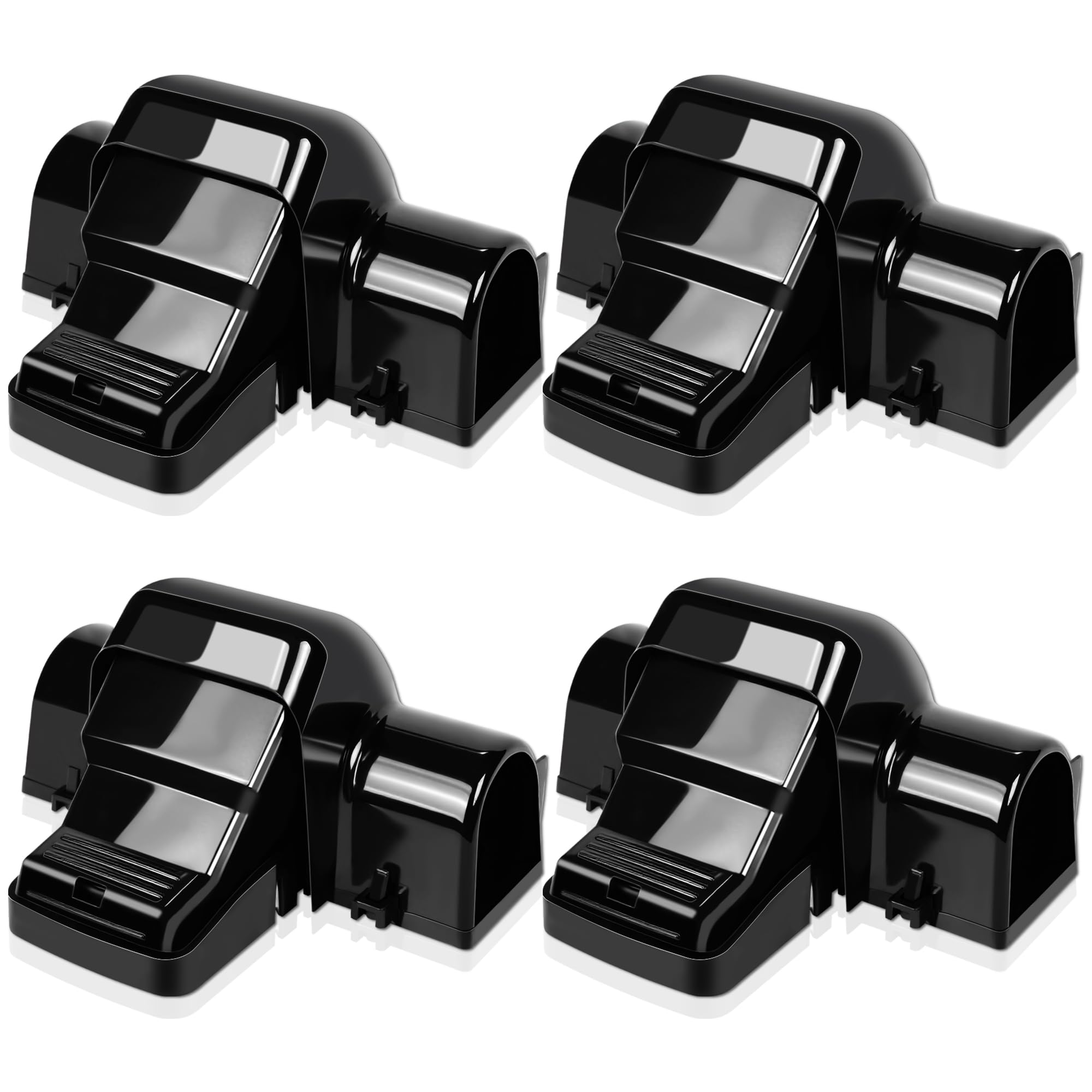 Motrapso four-pack dual-tunnel rat trap ready for setup and placement.