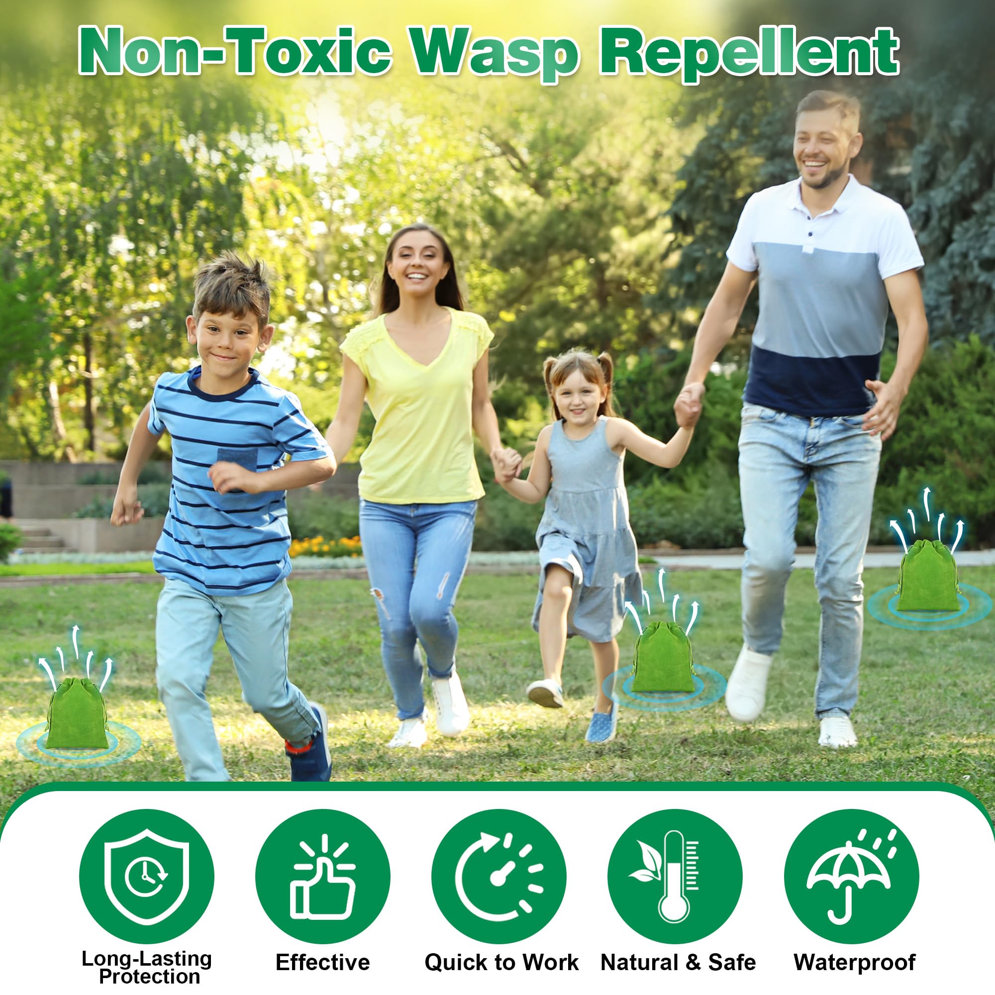 Motrapso garden-wasp-deterrent in orchard supports peaceful outdoor work