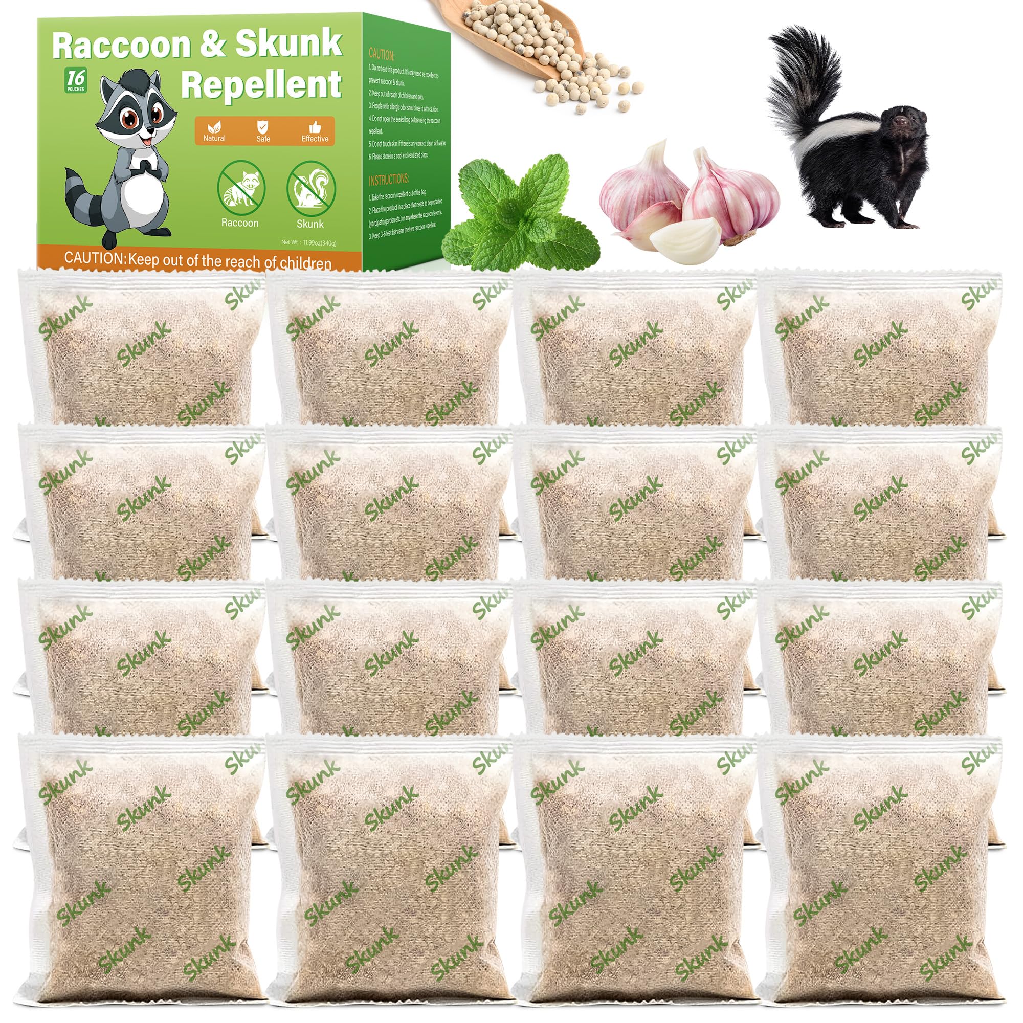 Motrapso natural skunk pouches pack front with plant-based ingredients and long-lasting protection
