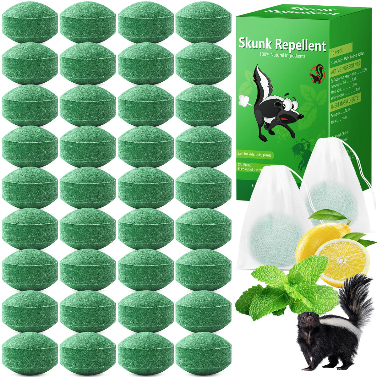 Motrapso Peppermint Skunk Repellent outdoor yard bags protecting lawn from skunks