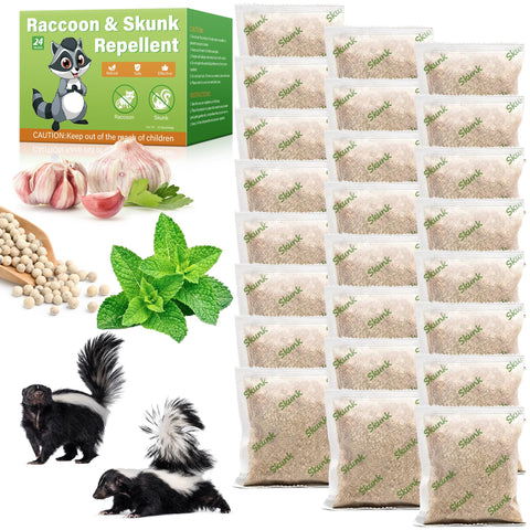 Motrapso skunk pouch in outdoor use deters wildlife around the yard.