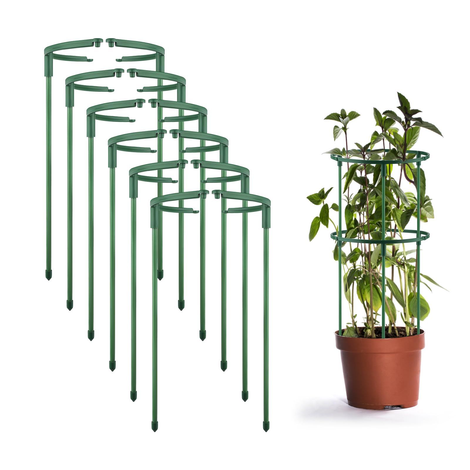 Motroce stackable 3-tier stake supports vertical growth with flexible height options.