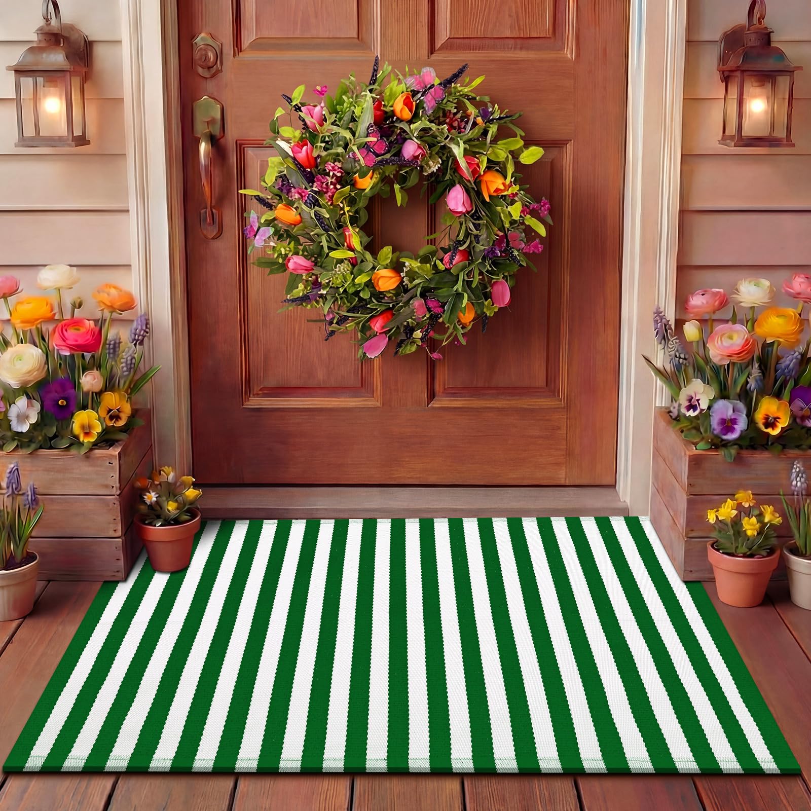 Moucuny 24x35 inch size fits porches, bathrooms, and dorm spaces.