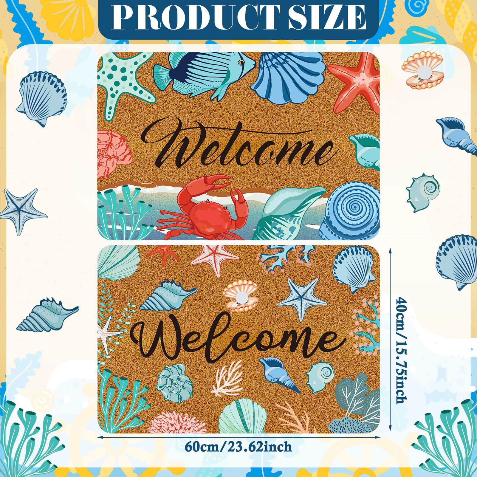 Moucuny coastal doormat with ocean theme provides safe, anti-slip entrances.