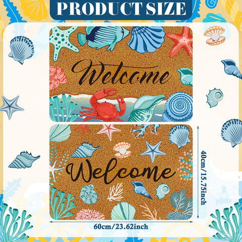 Moucuny coastal doormat with ocean theme provides safe, anti-slip entrances.