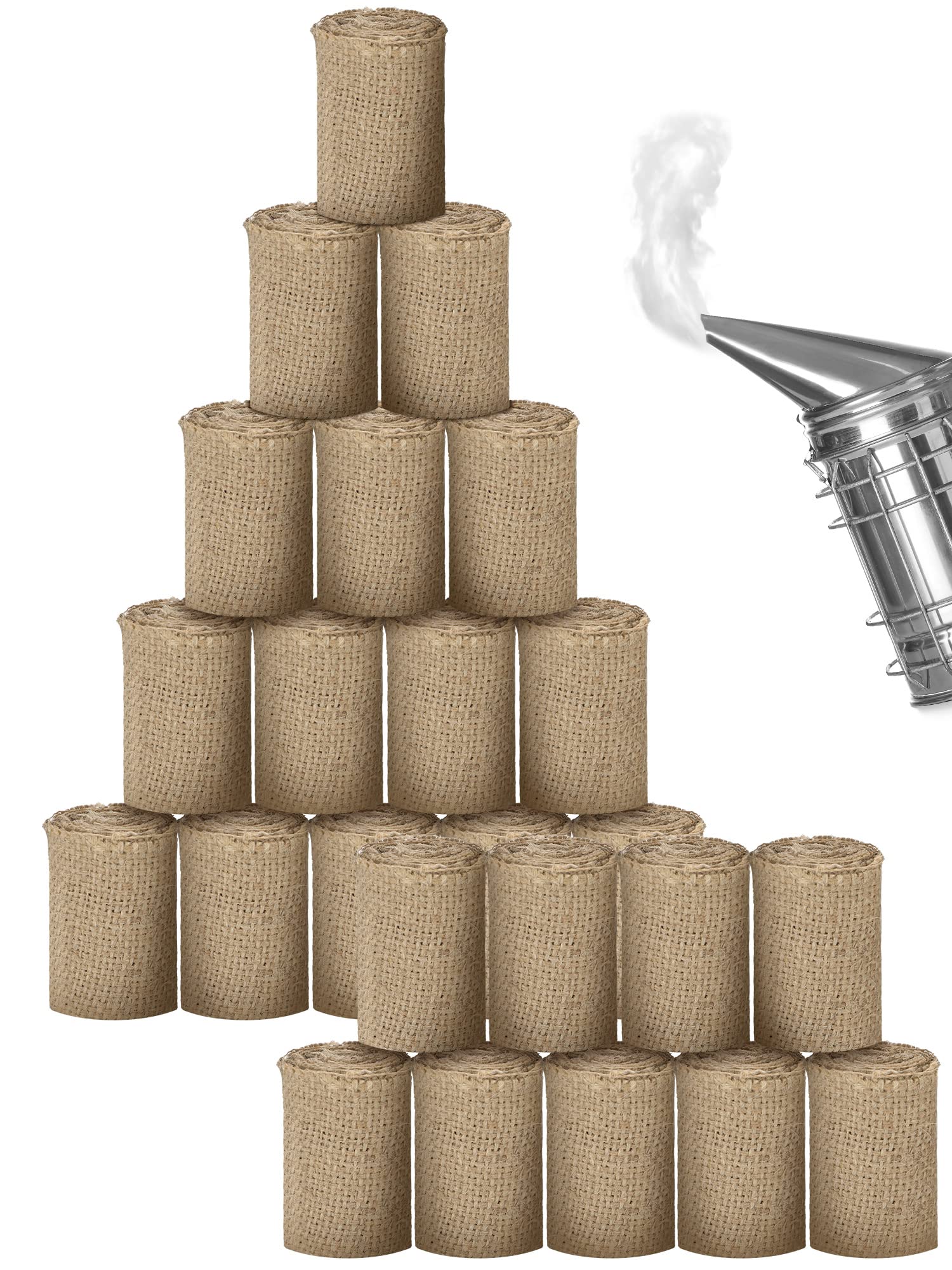 Moukeren bee smoker fuel roll closeup showing natural jute fibers for easy lighting and safety