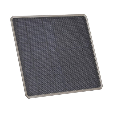 Moultrie 10W Gen 2 solar panel front view powering EDGE cameras in the field