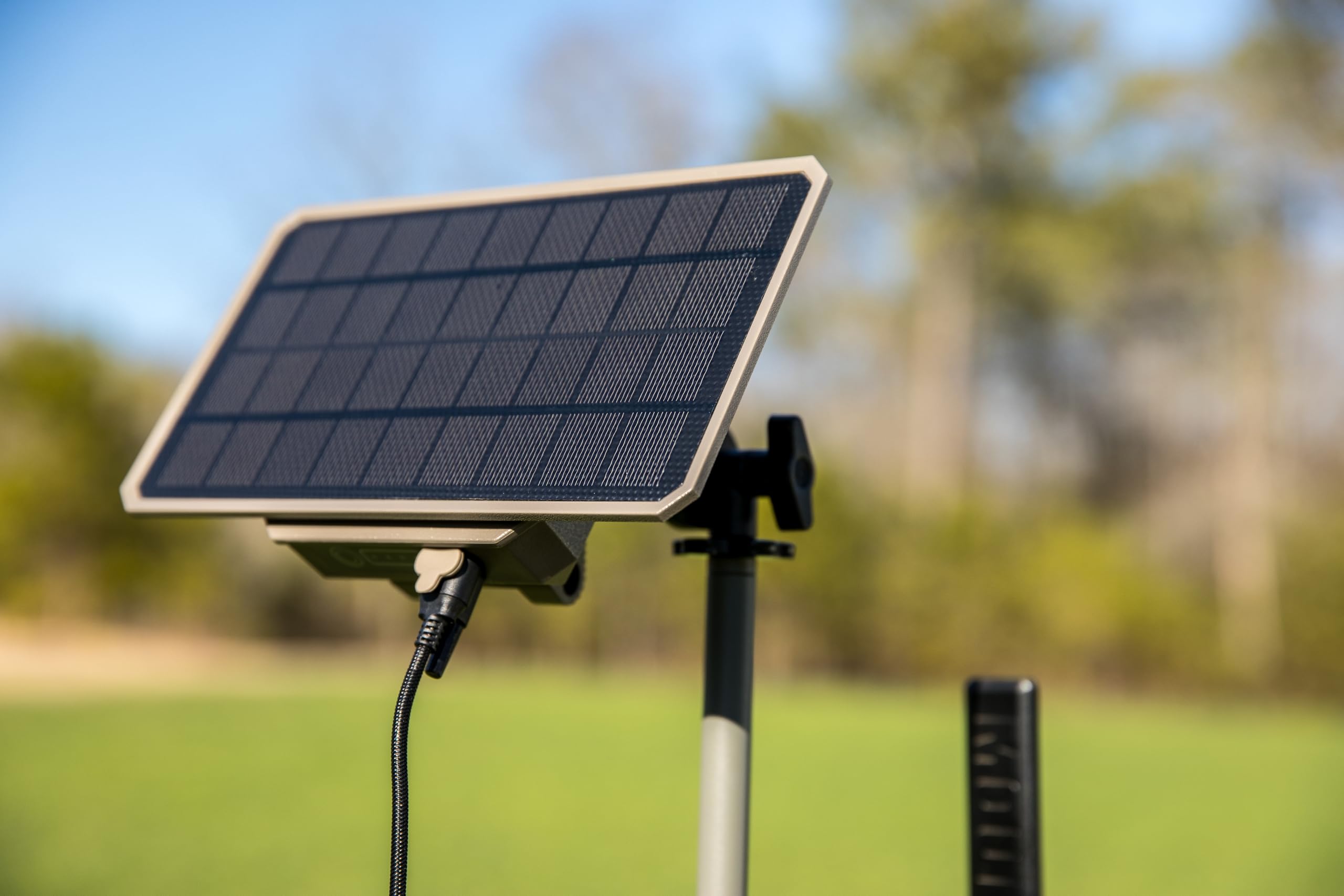 Moultrie Solar Panel Power Pack II built-in battery supports night-time camera operation.