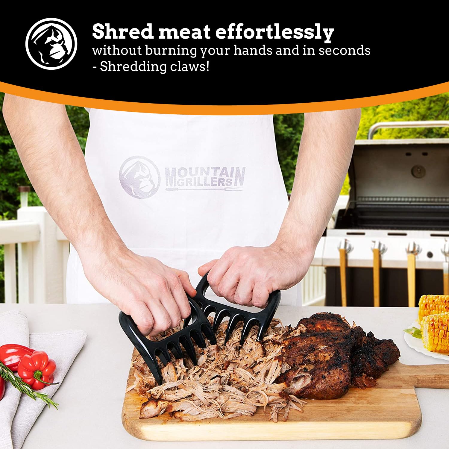 Mountain Grillers Bear Claws in action shredding chicken for sandwiches.