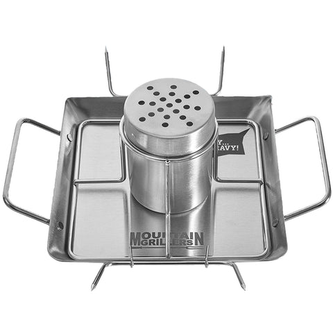 Mountain Grillers beer can chicken roaster stand on grill for juicy, evenly cooked poultry