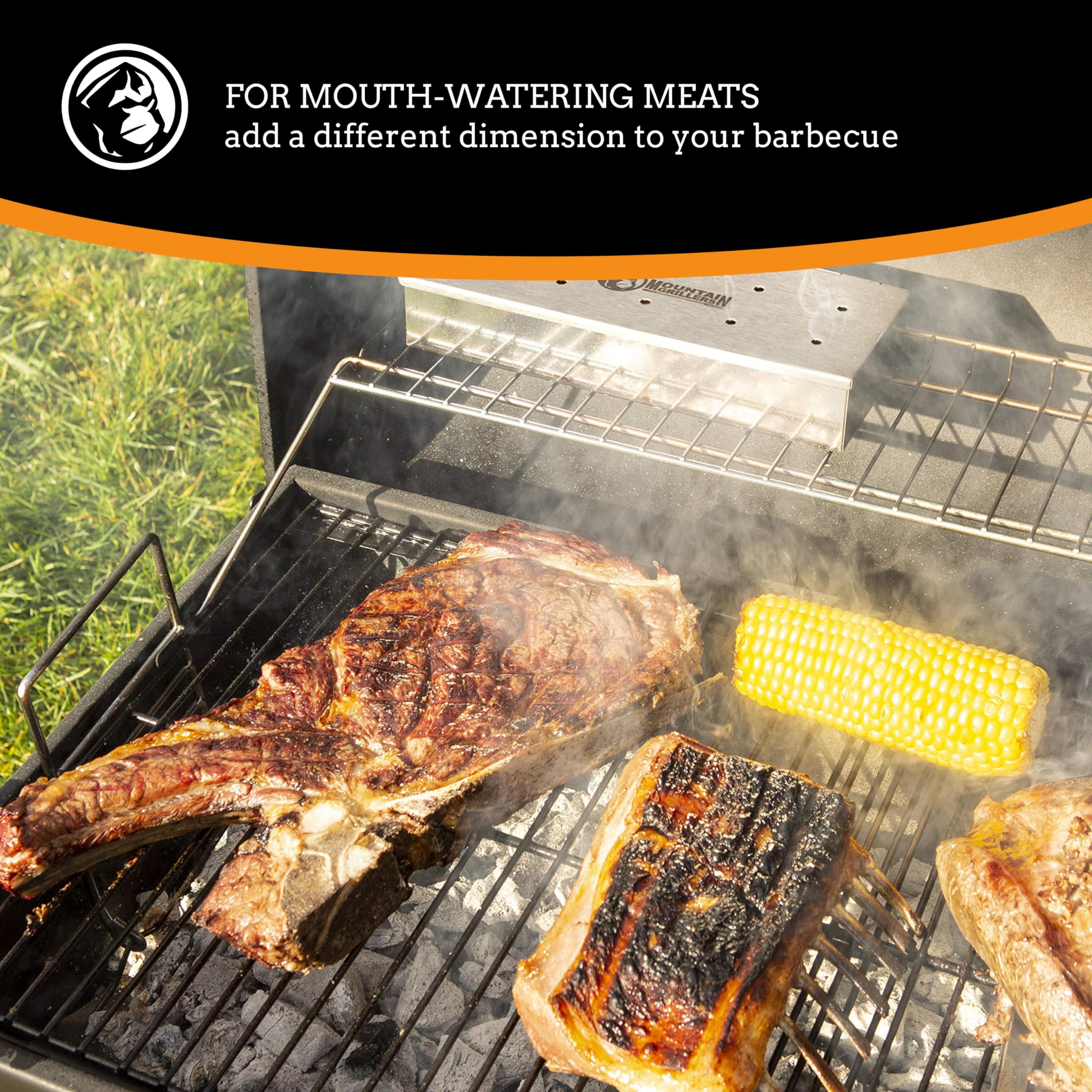 Mountain Grillers durable stainless construction supports long outdoor grilling.