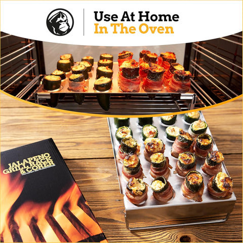 Mountain Grillers Oven-safe grill accessory suitable for oven or grill use.