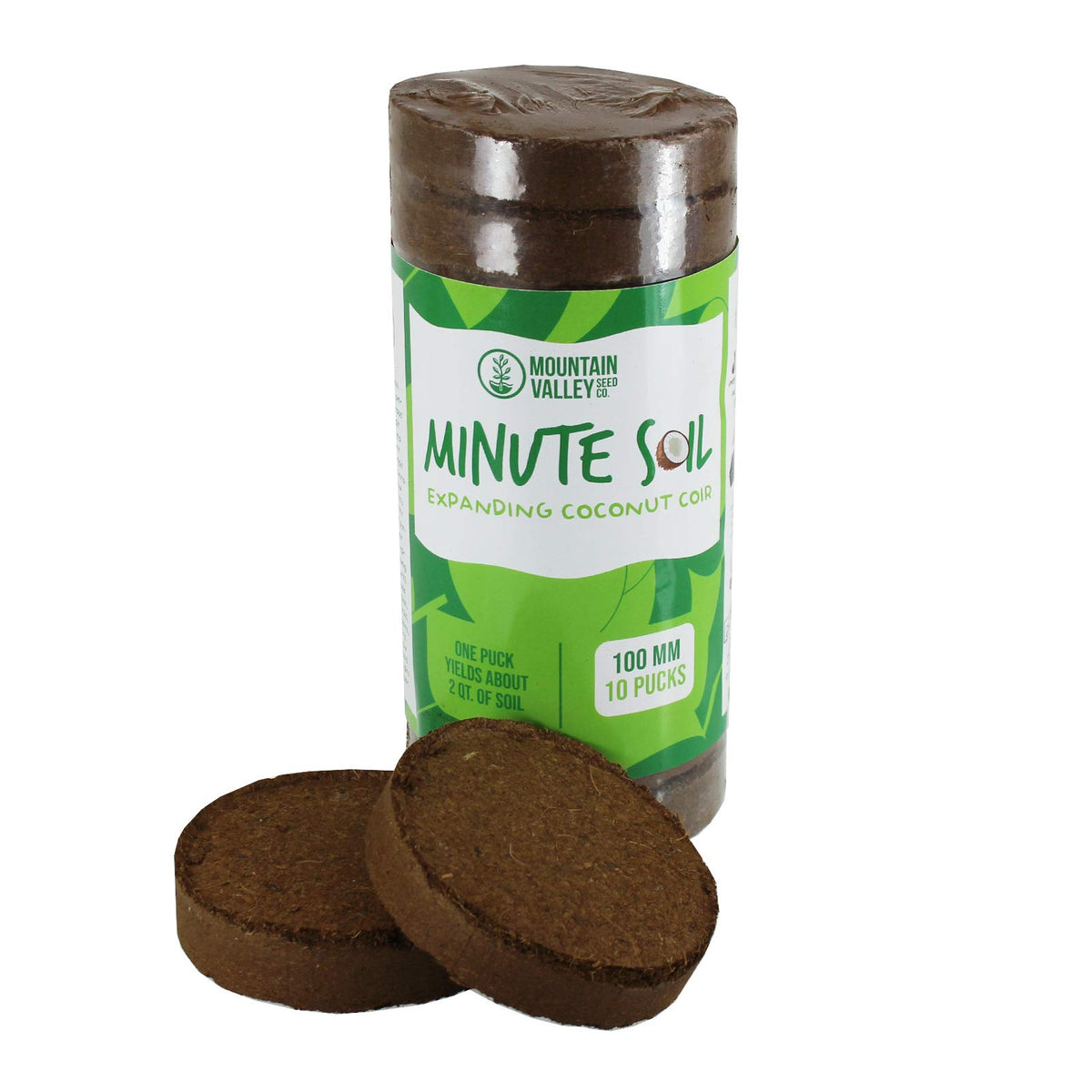 Mountain Valley Minute Soil 100mm disc pack ready to hydrate for easy indoor seed starts.