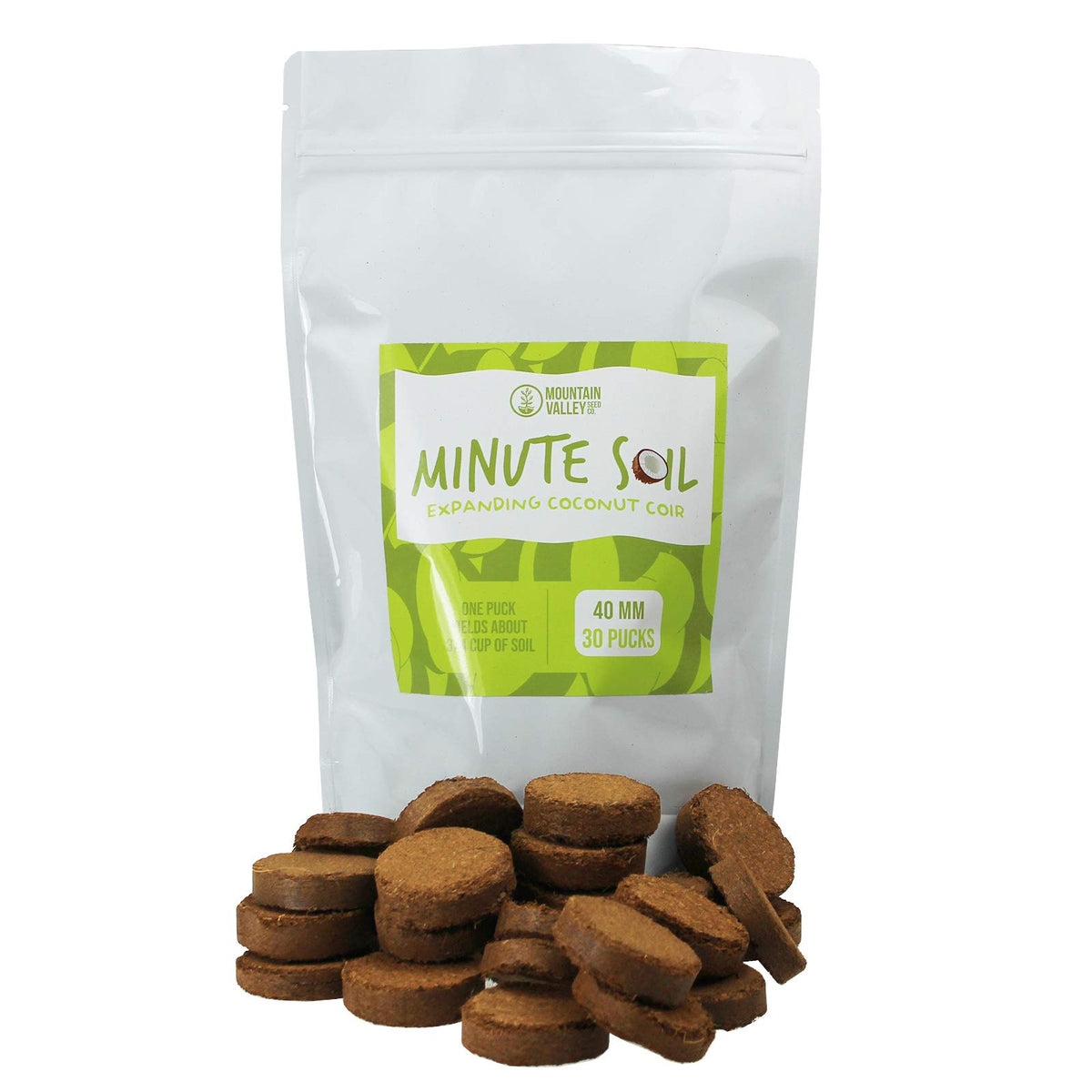 Mountain Valley Minute Soil disc 40mm expands when hydrated for a ready starting medium.