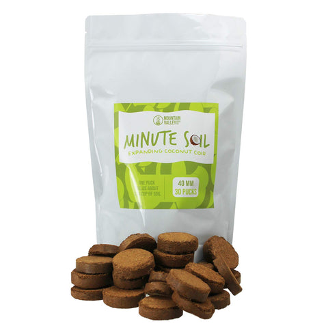 Mountain Valley Minute Soil disc 40mm expands when hydrated for a ready starting medium.