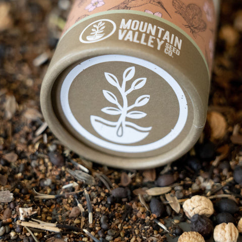 Mountain Valley Seed Co 23-variety seed mix ready for easy sowing.