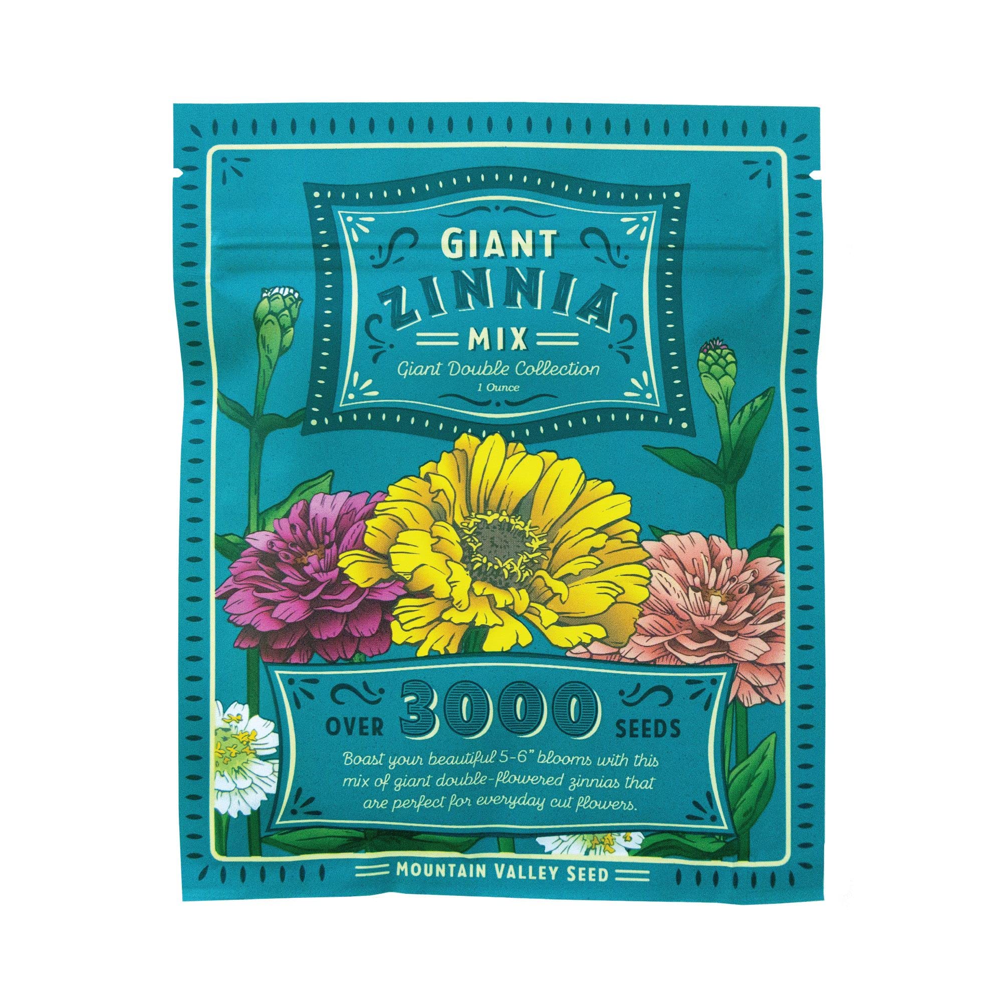 California Giant Mix zinnia petals in red, pink, orange, yellow, and purple