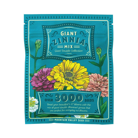California Giant Mix zinnia petals in red, pink, orange, yellow, and purple