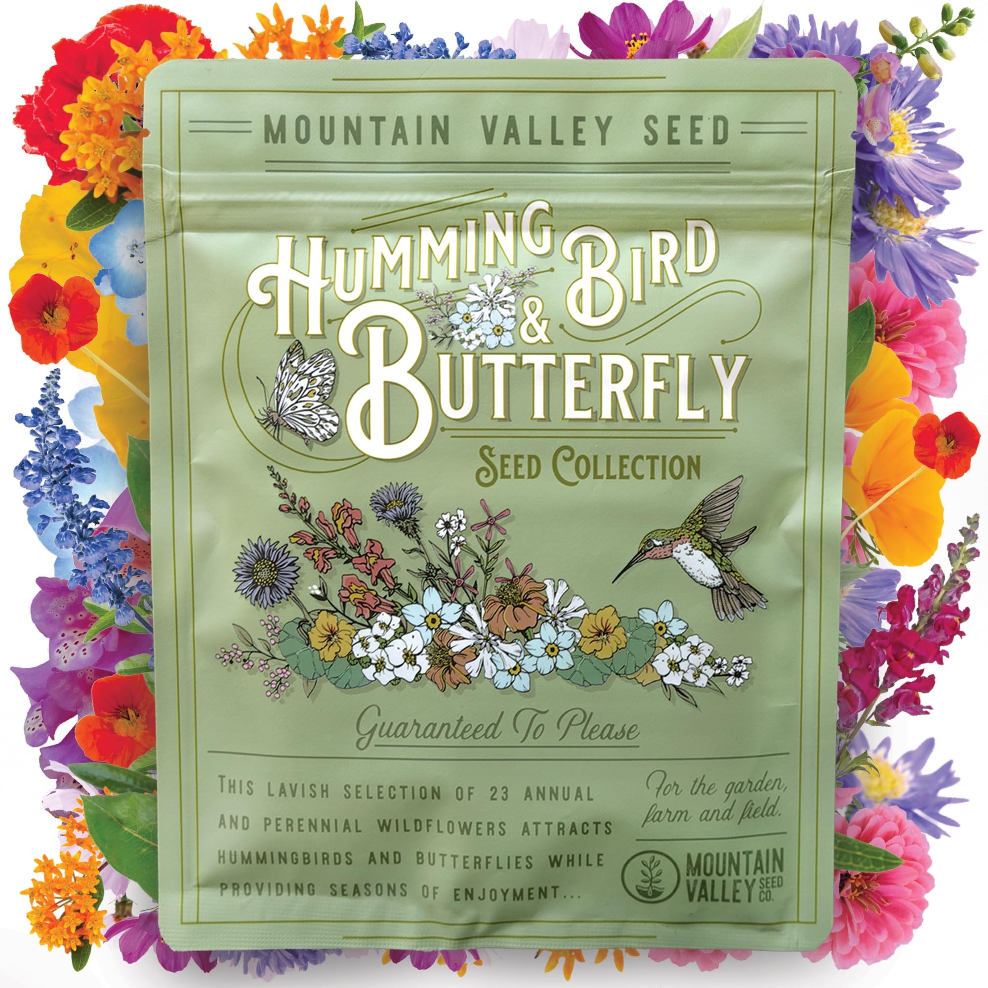 Mountain Valley Seed Company wildflower mix packaging for pollinator garden