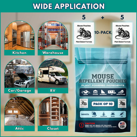 Mouse Repellent Pouches with no corncob carrier for cleaner scent delivery.