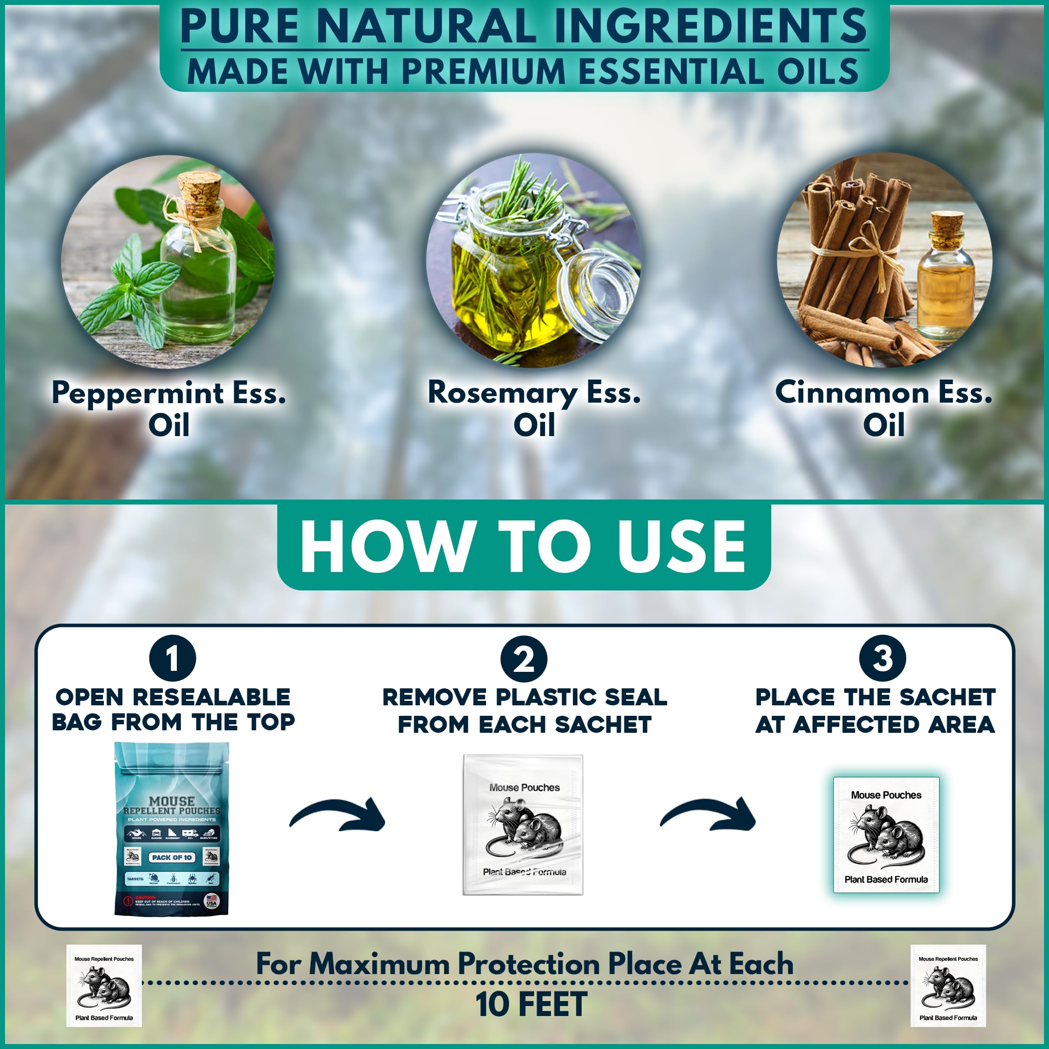 Mouse Repellent Pouches open packaging for simple placement in cupboards.