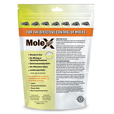 MouseX MoleX bag back view showcases label with USA-made, safe-for-family messaging.