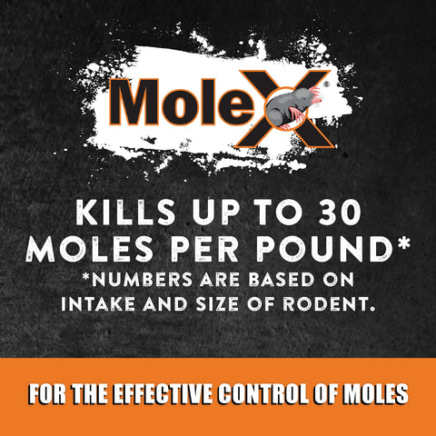 MouseX MoleX bag shown in use indicates easy, ready-to-apply garden protection.