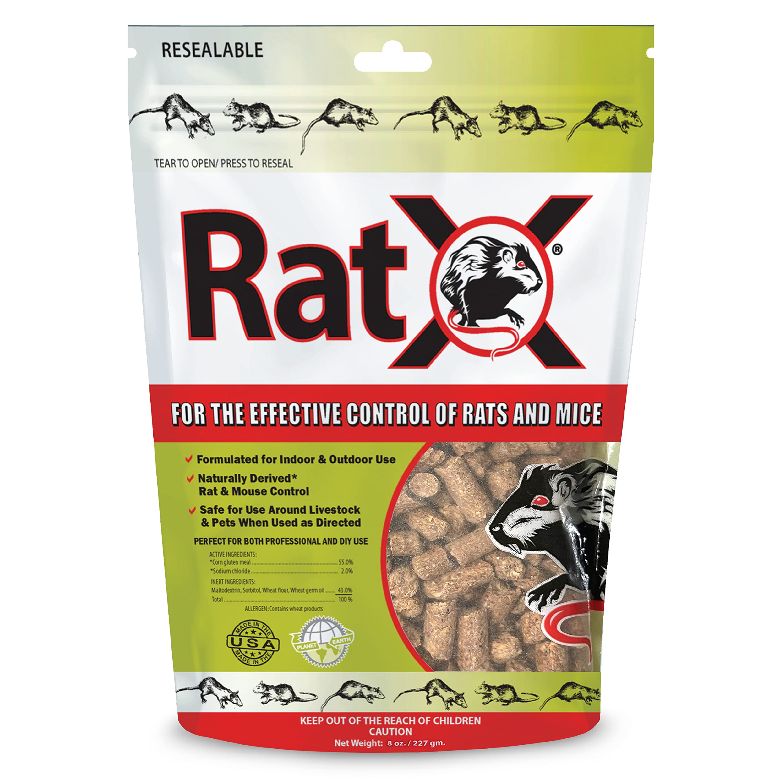 MouseX RatX pellets bag front view for all-species rodent control