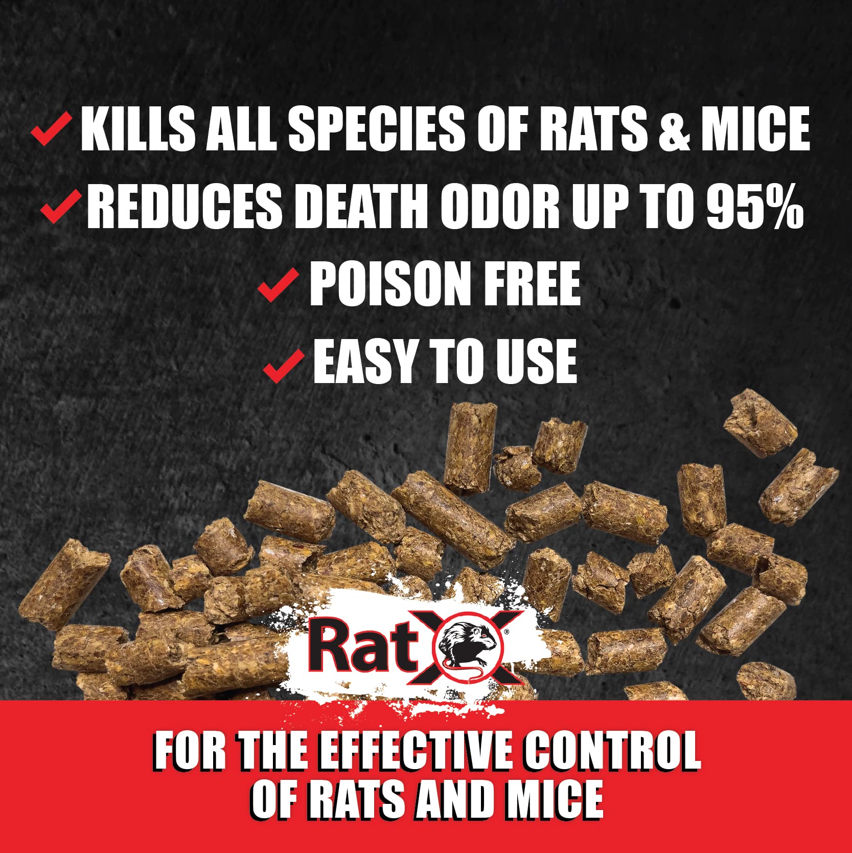 MouseX RatX pellets USA-made packaging emphasizes quality ingredients