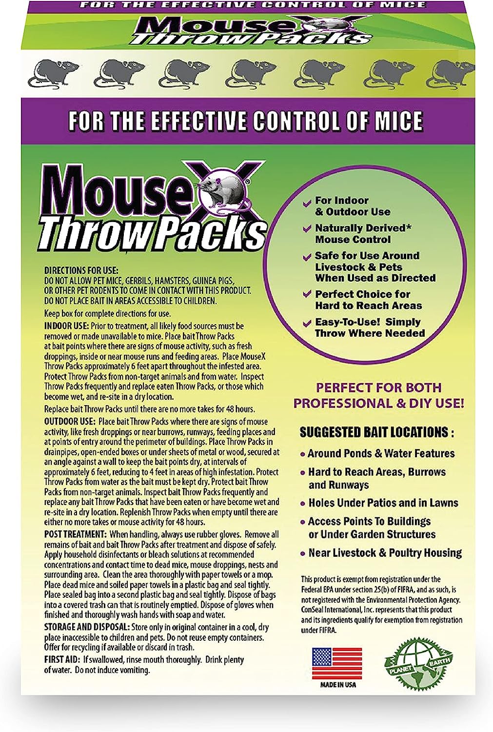 MouseX Throw Packs for indoor and outdoor use to target rats and mice.