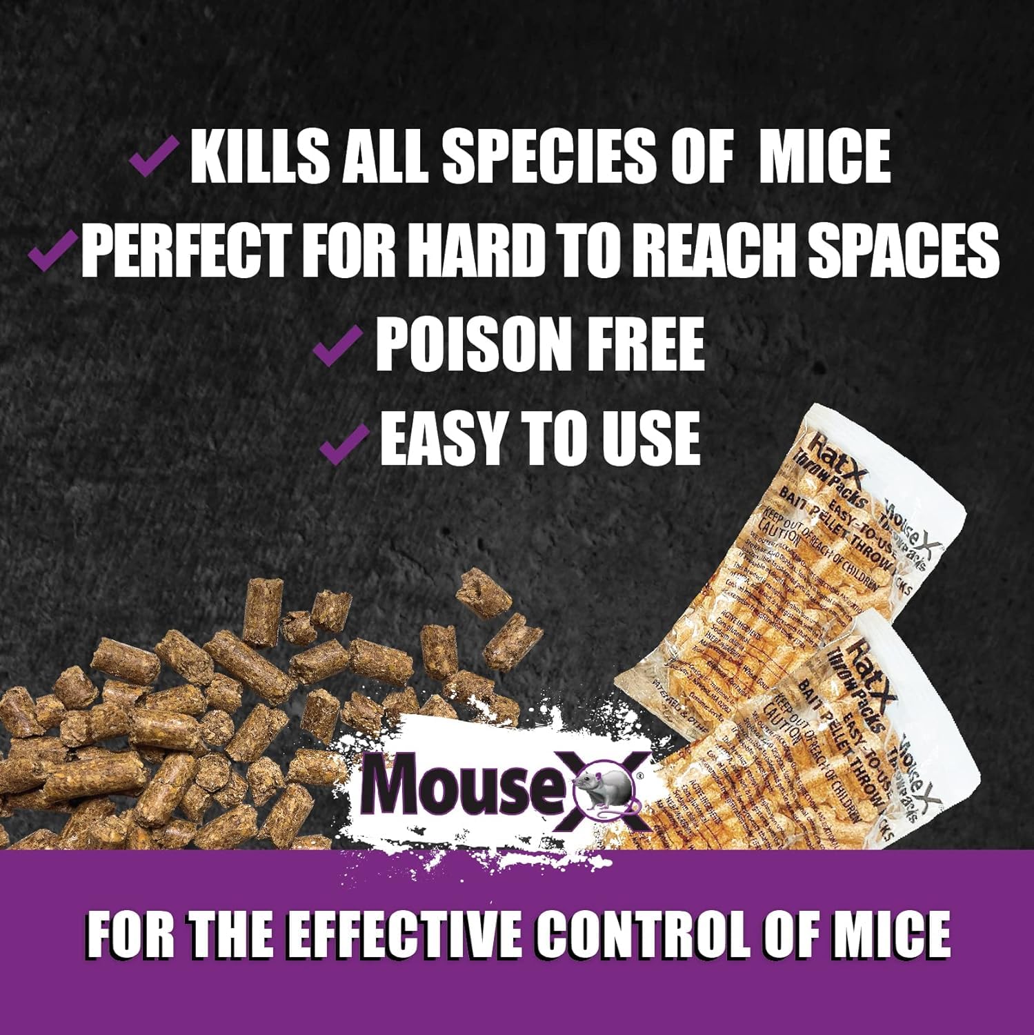 MouseX Throw Packs naturally-derived ingredients emphasize a gentler pest-control option.