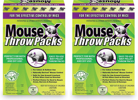 MouseX Throw Packs two-pack for quick rodent control around homes.