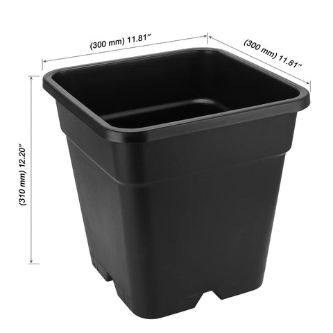 MOUYAT 12x12-inch square nursery pot offers ample room for flowers.