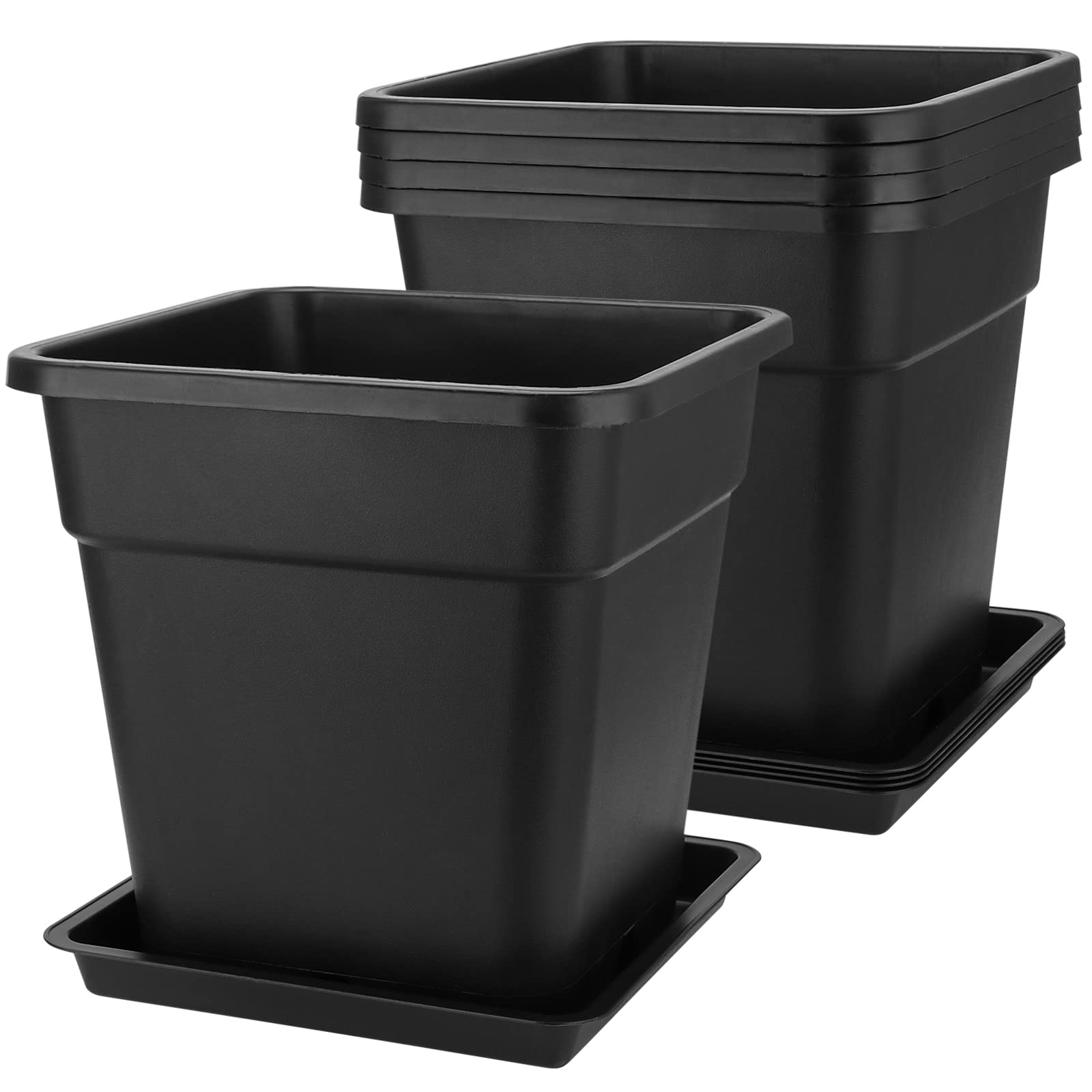 MOUYAT 5gallon square pot with saucer supports drainage and space saving.