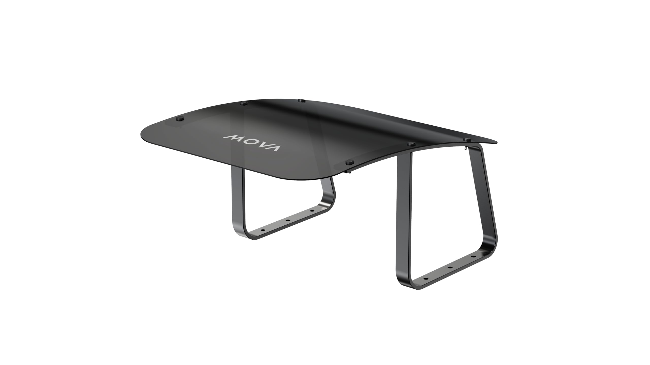 MOVA LiDAX Ultra garage roof protecting mower from rain and sun.