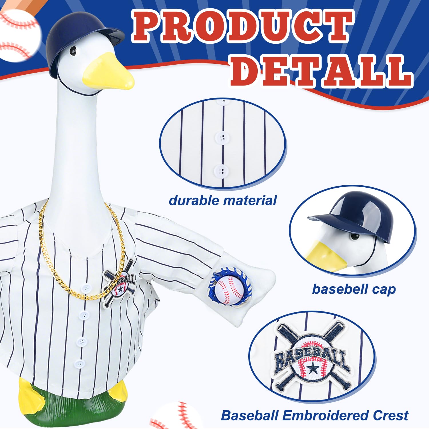 MOVINPE baseball goose outfit featuring helmet skull cap creates true stadium vibes on your porch.