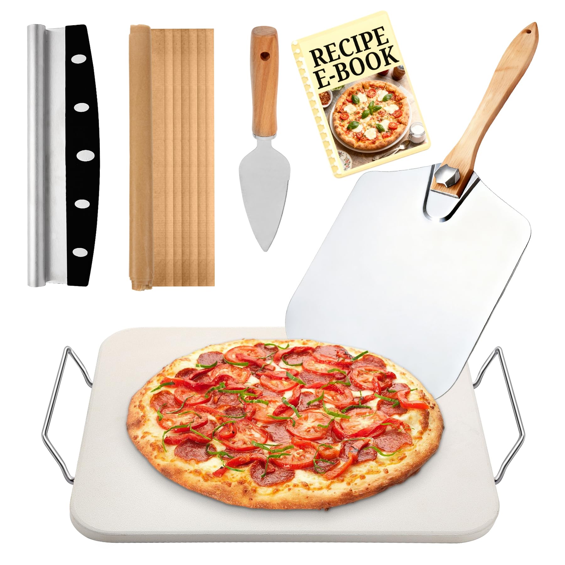 MOVNO pizza stone in oven for even heat and crispy crust.