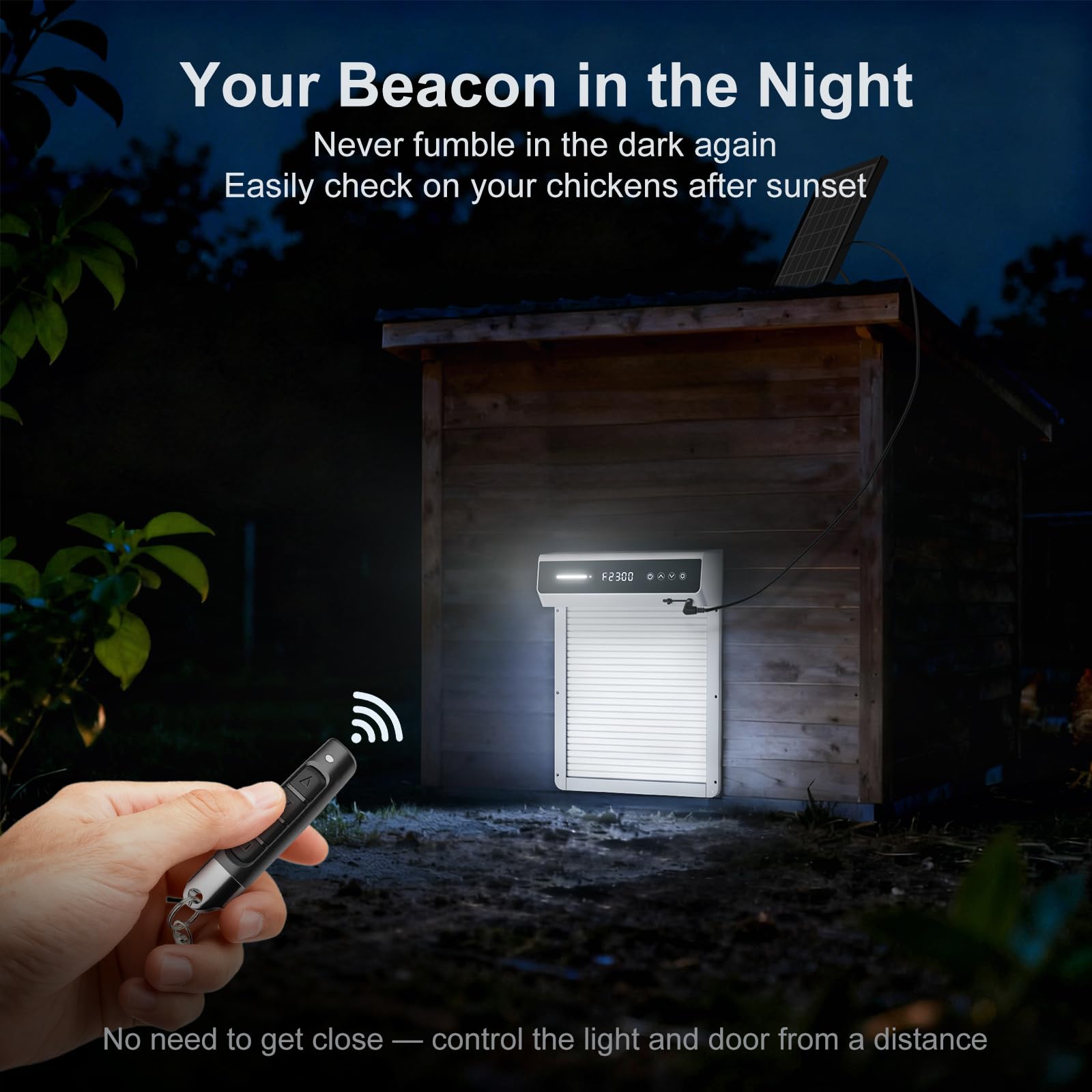 Mowei anti-pinch safety feature protects chickens during closing.