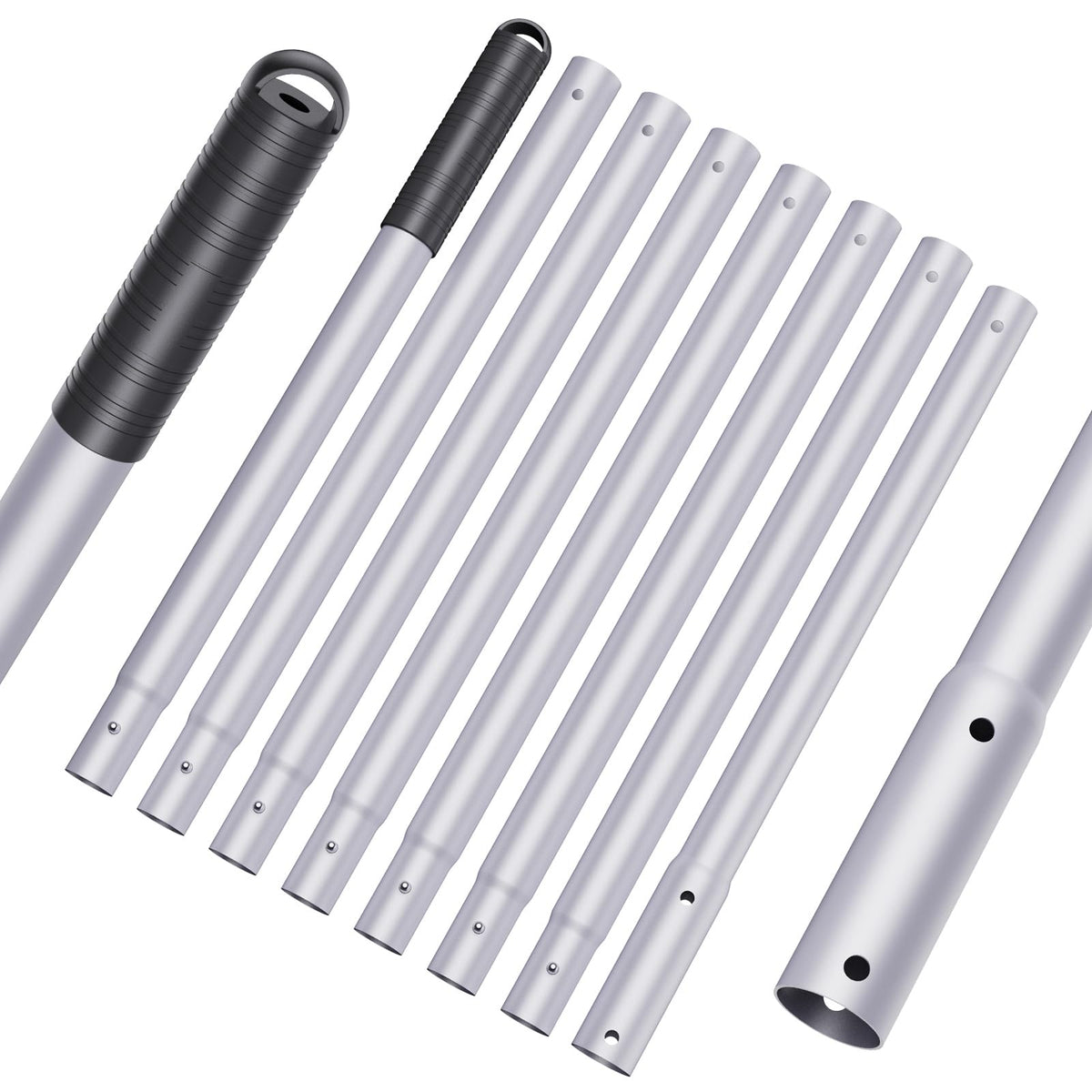 Mowend 10.5 ft aluminum pool pole extended for deep cleaning reach