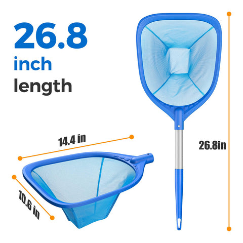 Mowend skimmer net handle extension increases reach for spa and hot tub debris.