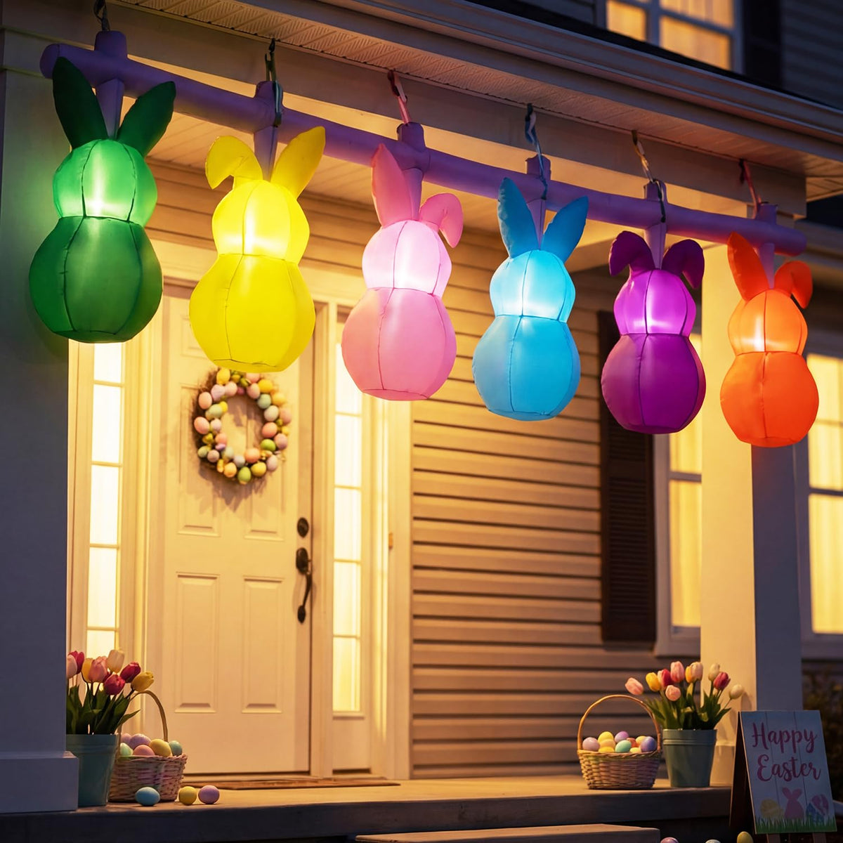 Mowholm 10ft Easter bunny inflatable for a vibrant outdoor display.