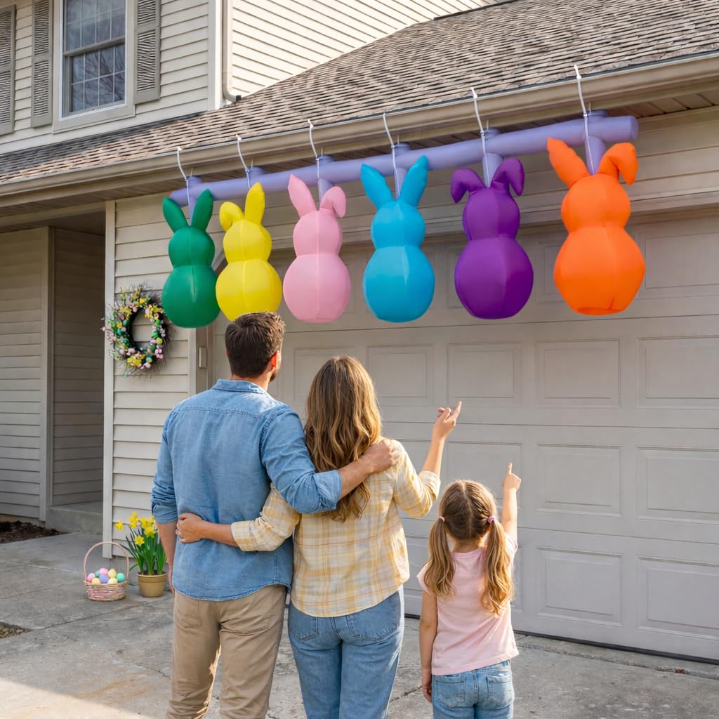 Mowholm six-color bunny figures create a cheerful yard display.