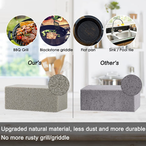 MOWOT Blackstone brick close-up highlighting non-toxic pumice for safe grill cleaning.