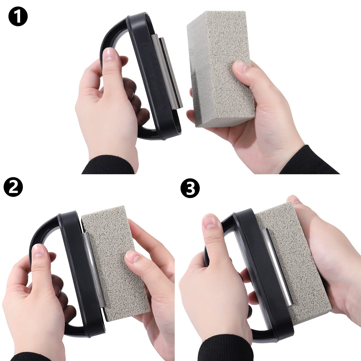 MOWOT easy-grip handle image emphasizes safer cleaning on hot surfaces.