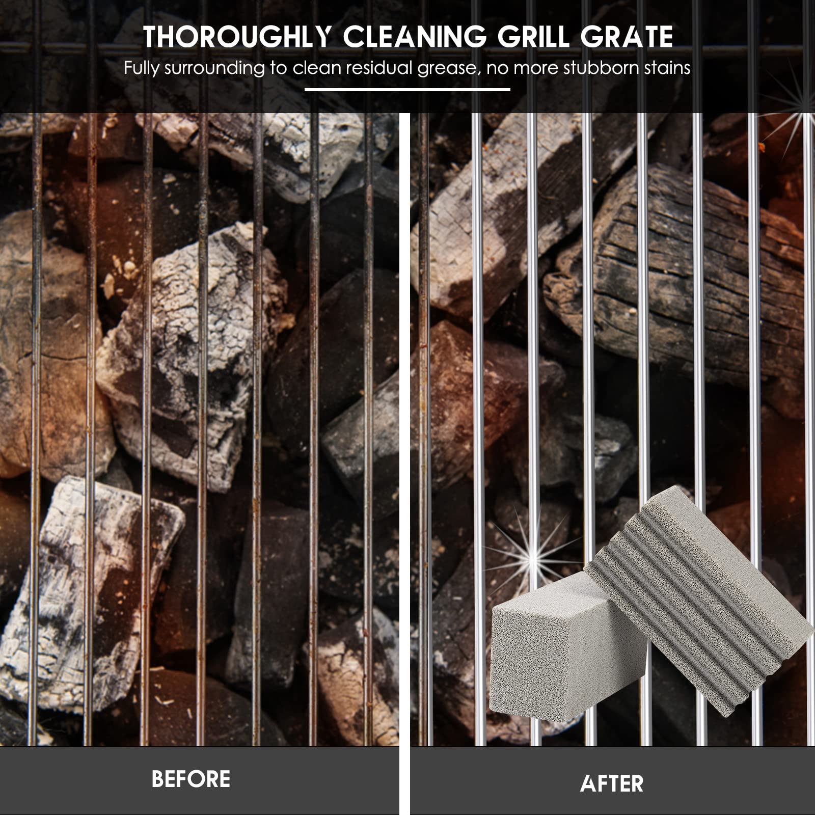 MOWOT pumice brick demonstrates heat-safe, scratch-free cleaning on flat top surfaces.