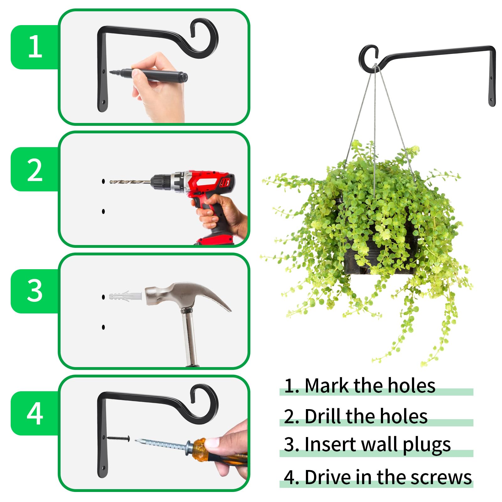 MOWPOG black decorative hook enhances porches, gardens, and living spaces.
