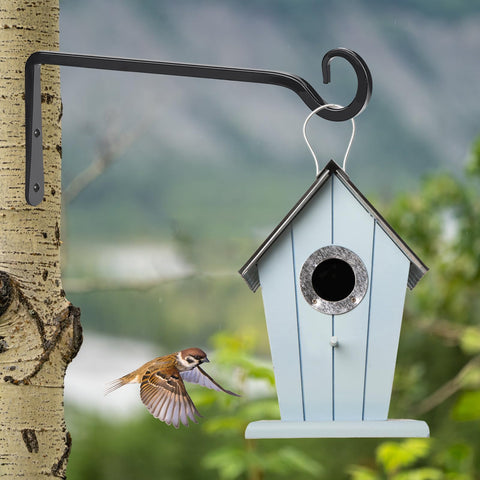MOWPOG metal hanging bracket for baskets, wind chimes, and lights.