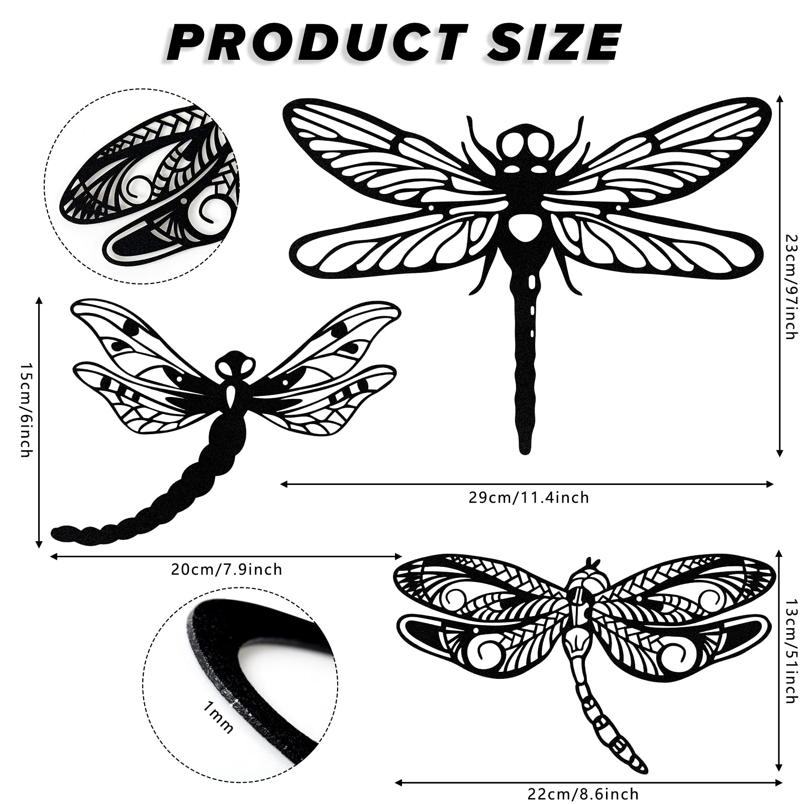Moxweyeni dragonfly wall decor 8.6x5.1 inches adds elegant outdoor garden appeal.